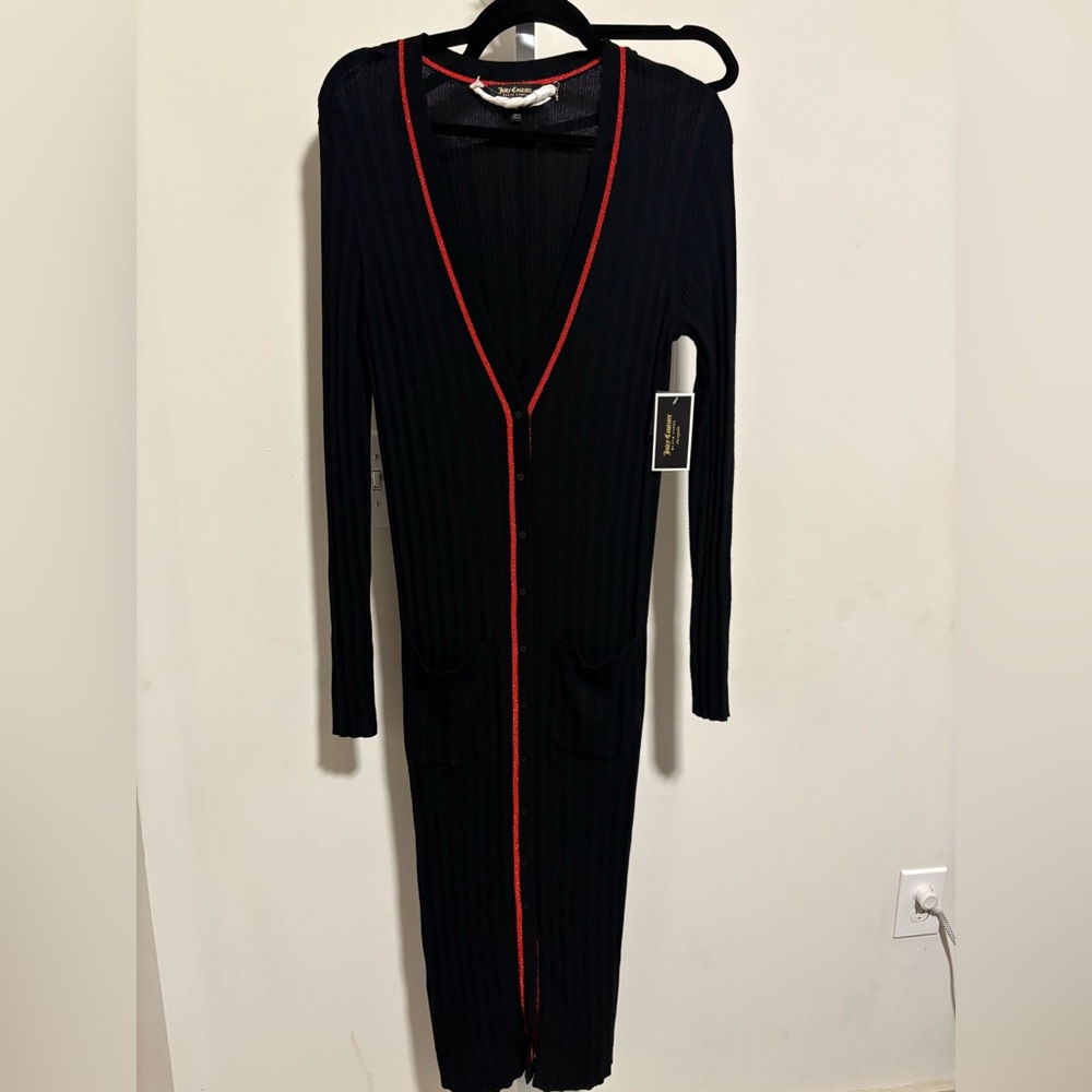 Juicy Couture Black Cardigan with Red Trim - Picture 1 of 5